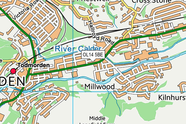 OL14 5BE map - OS VectorMap District (Ordnance Survey)