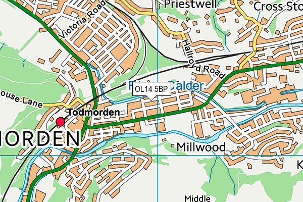 OL14 5BP map - OS VectorMap District (Ordnance Survey)