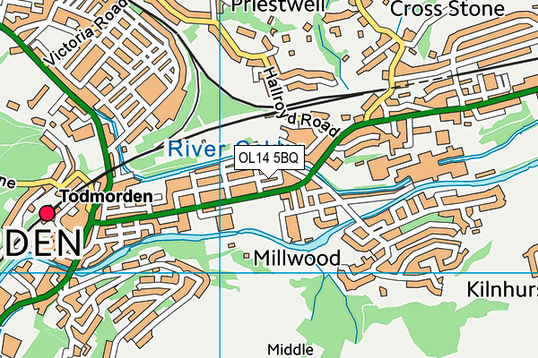 OL14 5BQ map - OS VectorMap District (Ordnance Survey)