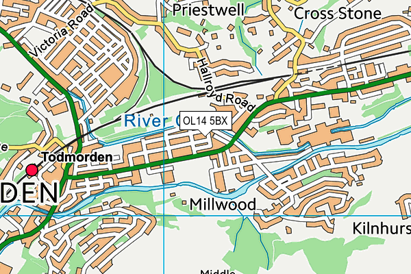 OL14 5BX map - OS VectorMap District (Ordnance Survey)