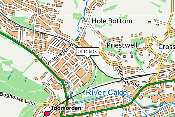 OL14 5DX map - OS VectorMap District (Ordnance Survey)