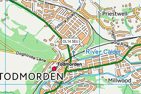 OL14 5EU map - OS VectorMap District (Ordnance Survey)