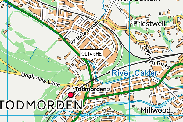 OL14 5HE map - OS VectorMap District (Ordnance Survey)