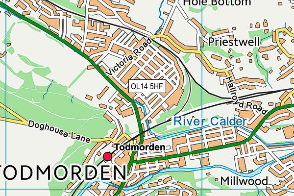 OL14 5HF map - OS VectorMap District (Ordnance Survey)