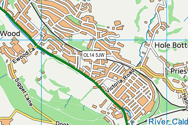 OL14 5JW map - OS VectorMap District (Ordnance Survey)
