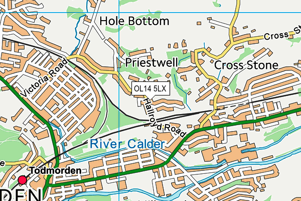 OL14 5LX map - OS VectorMap District (Ordnance Survey)