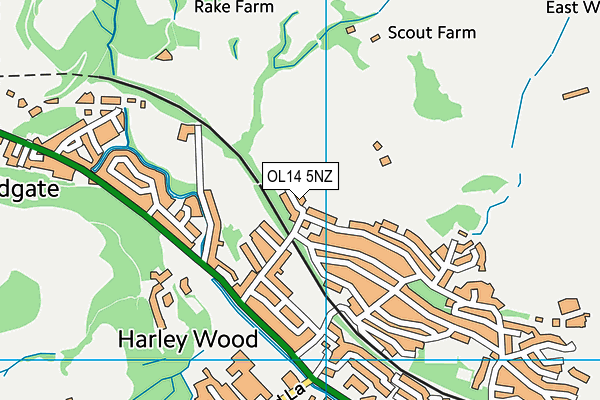OL14 5NZ map - OS VectorMap District (Ordnance Survey)