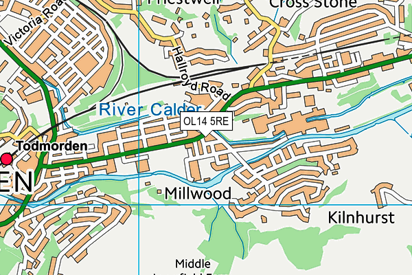 OL14 5RE map - OS VectorMap District (Ordnance Survey)