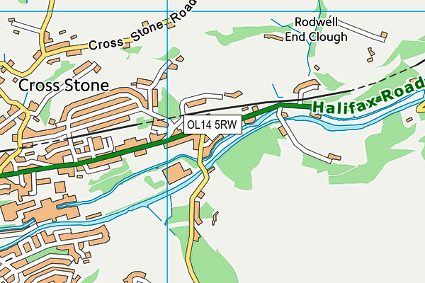 OL14 5RW map - OS VectorMap District (Ordnance Survey)