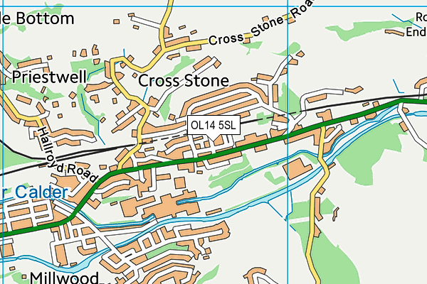 OL14 5SL map - OS VectorMap District (Ordnance Survey)