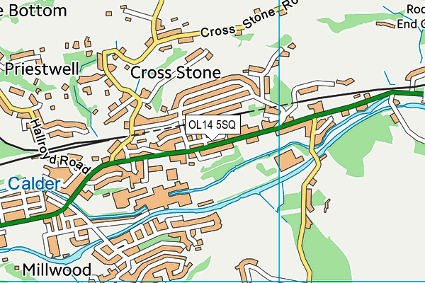 Castle Hill Primary School map (OL14 5SQ) - OS VectorMap District (Ordnance Survey)