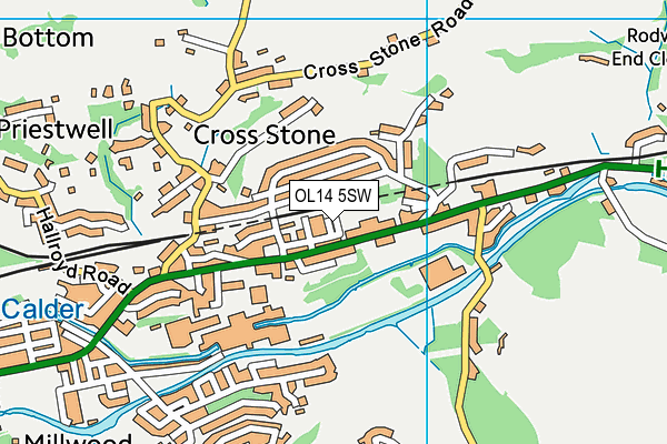 OL14 5SW map - OS VectorMap District (Ordnance Survey)