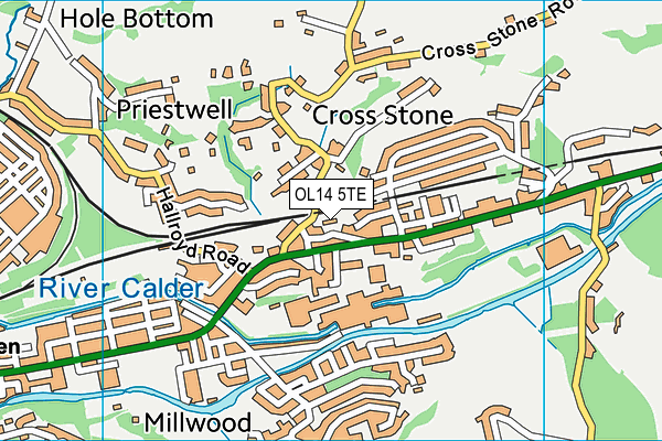 OL14 5TE map - OS VectorMap District (Ordnance Survey)