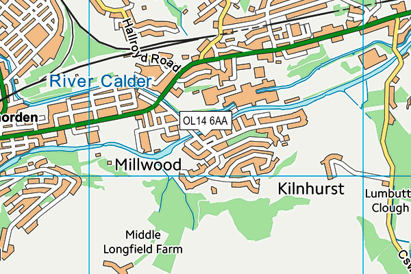 OL14 6AA map - OS VectorMap District (Ordnance Survey)