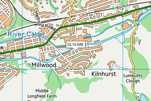 OL14 6AE map - OS VectorMap District (Ordnance Survey)