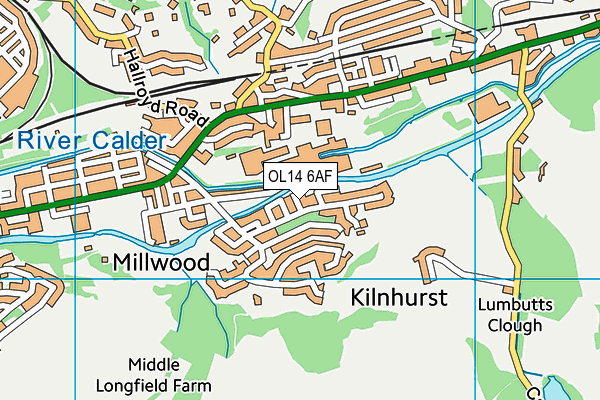 OL14 6AF map - OS VectorMap District (Ordnance Survey)