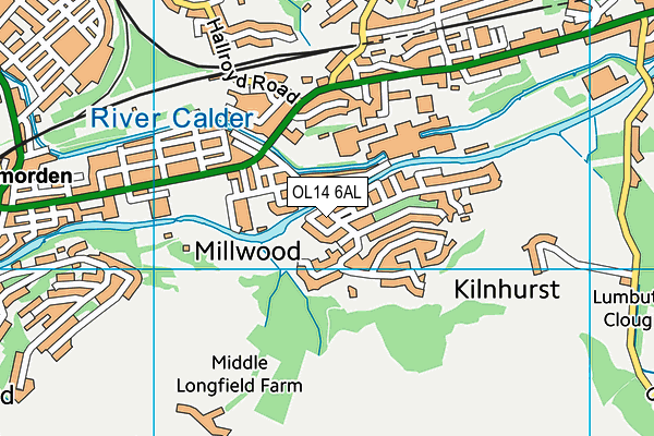 OL14 6AL map - OS VectorMap District (Ordnance Survey)