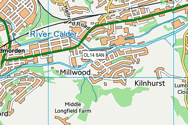 OL14 6AN map - OS VectorMap District (Ordnance Survey)