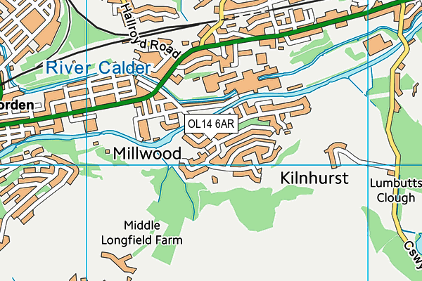 OL14 6AR map - OS VectorMap District (Ordnance Survey)