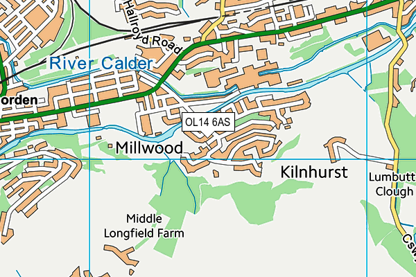 OL14 6AS map - OS VectorMap District (Ordnance Survey)