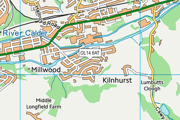 OL14 6AT map - OS VectorMap District (Ordnance Survey)