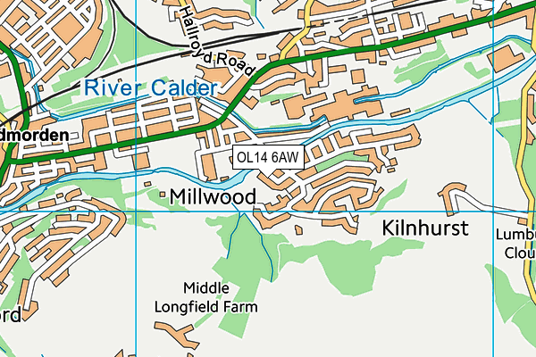 OL14 6AW map - OS VectorMap District (Ordnance Survey)