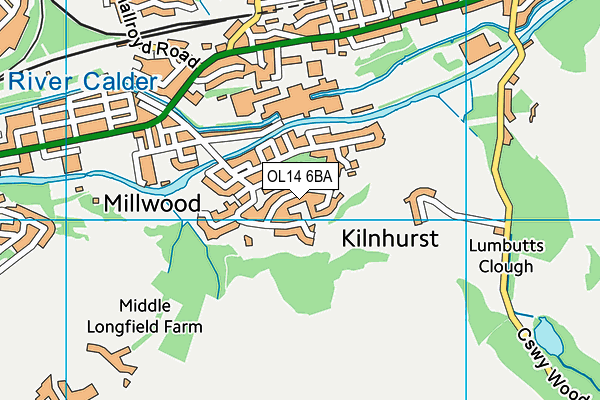 OL14 6BA map - OS VectorMap District (Ordnance Survey)