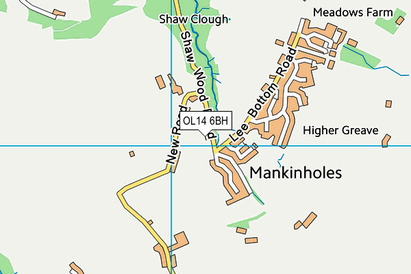 OL14 6BH map - OS VectorMap District (Ordnance Survey)