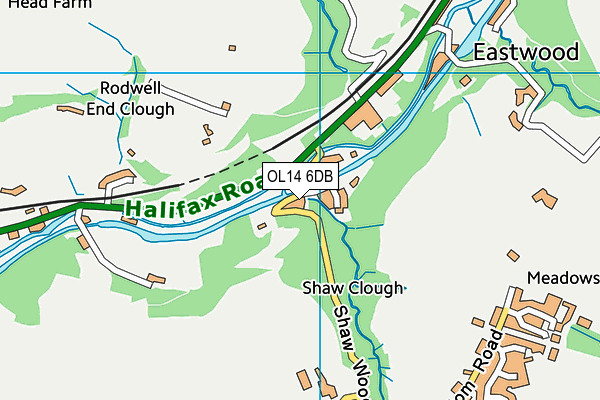 OL14 6DB map - OS VectorMap District (Ordnance Survey)