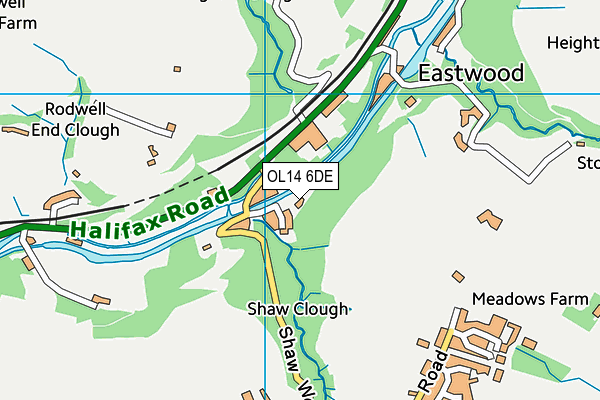 OL14 6DE map - OS VectorMap District (Ordnance Survey)