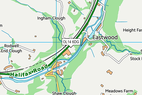 OL14 6DG map - OS VectorMap District (Ordnance Survey)