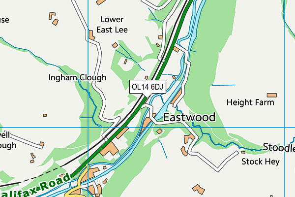 OL14 6DJ map - OS VectorMap District (Ordnance Survey)