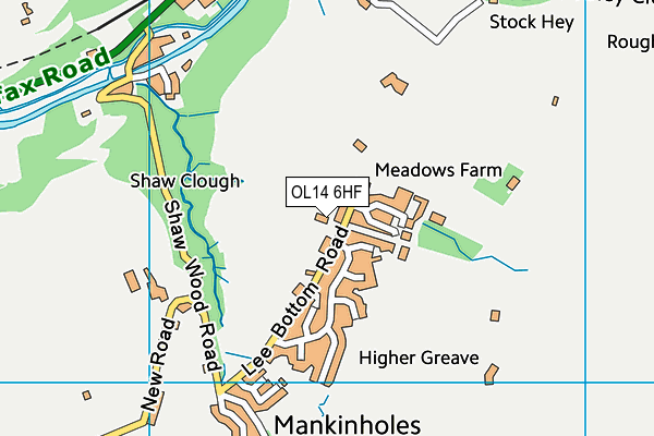 OL14 6HF map - OS VectorMap District (Ordnance Survey)