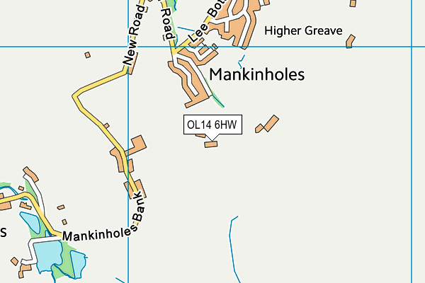 OL14 6HW map - OS VectorMap District (Ordnance Survey)