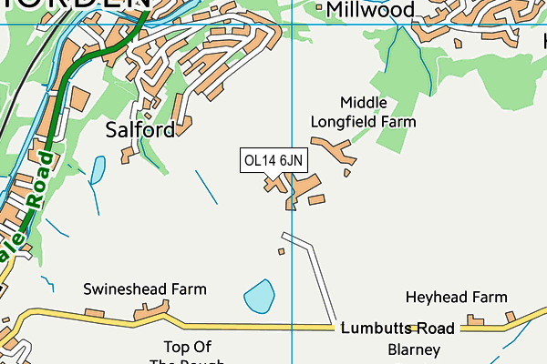 OL14 6JN map - OS VectorMap District (Ordnance Survey)