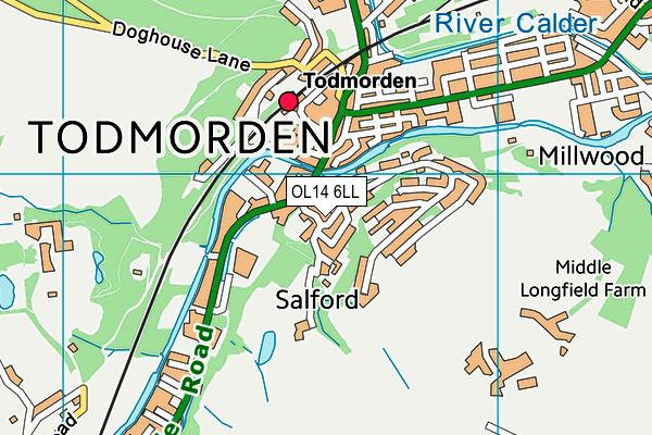 OL14 6LL map - OS VectorMap District (Ordnance Survey)