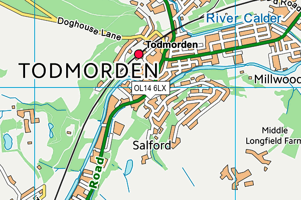 OL14 6LX map - OS VectorMap District (Ordnance Survey)