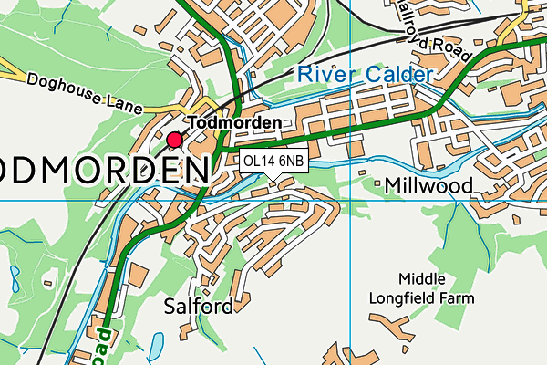 OL14 6NB map - OS VectorMap District (Ordnance Survey)