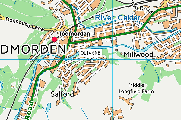 OL14 6NE map - OS VectorMap District (Ordnance Survey)