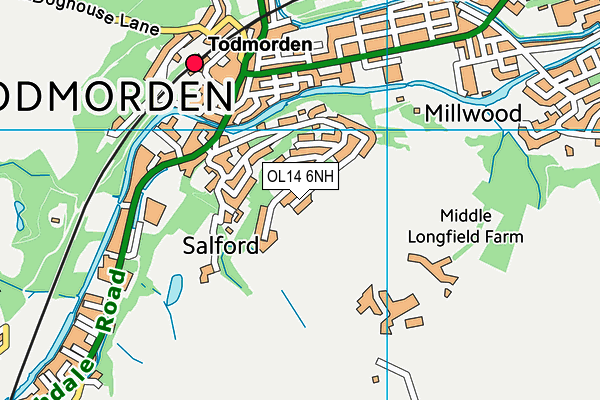 OL14 6NH map - OS VectorMap District (Ordnance Survey)