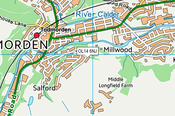 OL14 6NJ map - OS VectorMap District (Ordnance Survey)