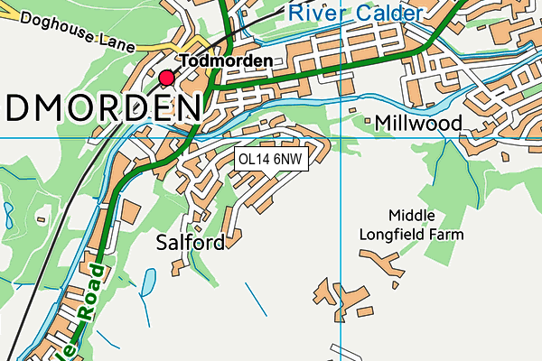 OL14 6NW map - OS VectorMap District (Ordnance Survey)