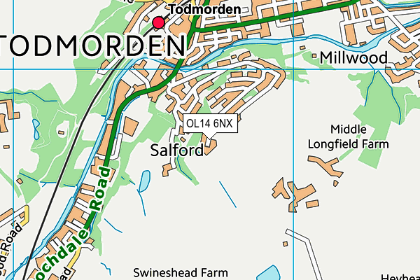 OL14 6NX map - OS VectorMap District (Ordnance Survey)