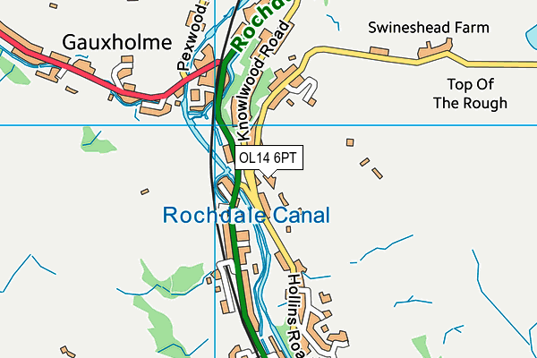 OL14 6PT map - OS VectorMap District (Ordnance Survey)