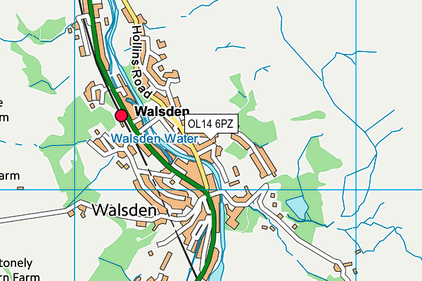 OL14 6PZ map - OS VectorMap District (Ordnance Survey)