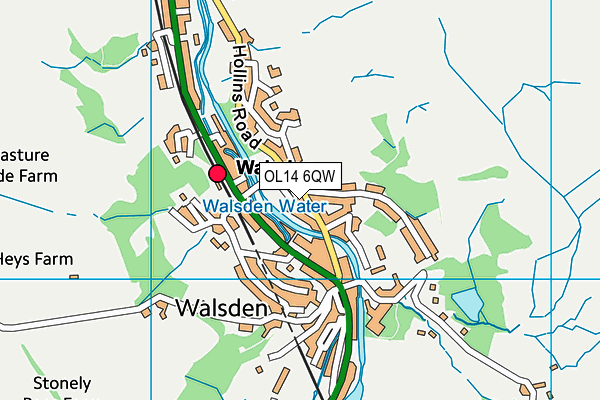 OL14 6QW map - OS VectorMap District (Ordnance Survey)