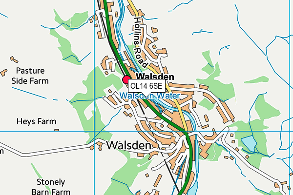 OL14 6SE map - OS VectorMap District (Ordnance Survey)