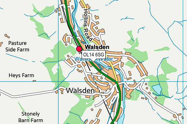 OL14 6SG map - OS VectorMap District (Ordnance Survey)