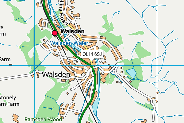 OL14 6SJ map - OS VectorMap District (Ordnance Survey)