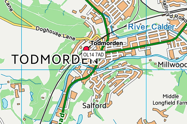 OL14 7AD map - OS VectorMap District (Ordnance Survey)